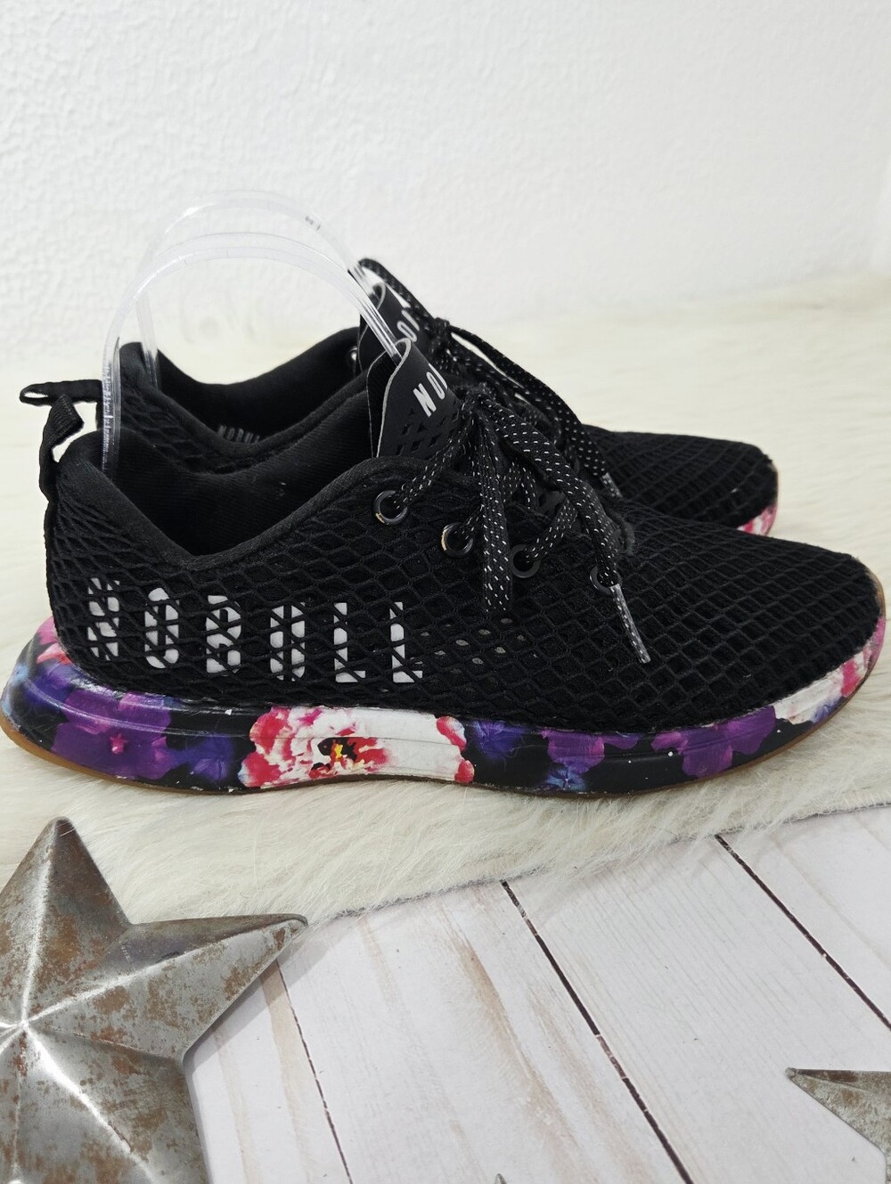 No Bull NOBULL Black Space Floral Low Top Mesh Trainer Shoes sneaker Women's 5.5 - Picture 5 of 10